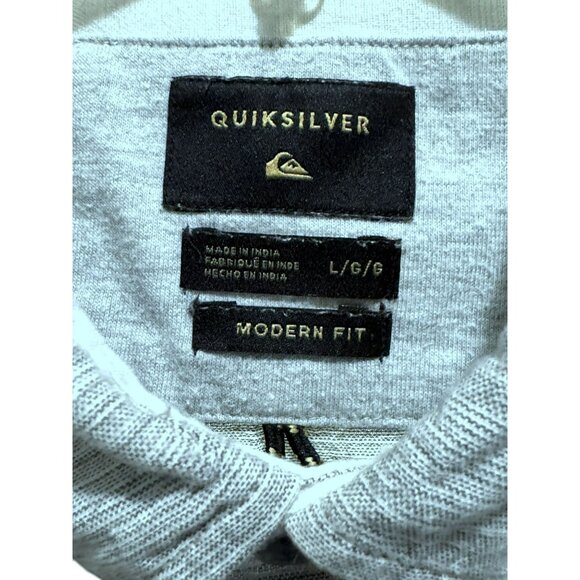 Quicksilver Mens Modern Fit Gray Short-Sleeve Button Down Shirt Sz L - Picture 3 of 5